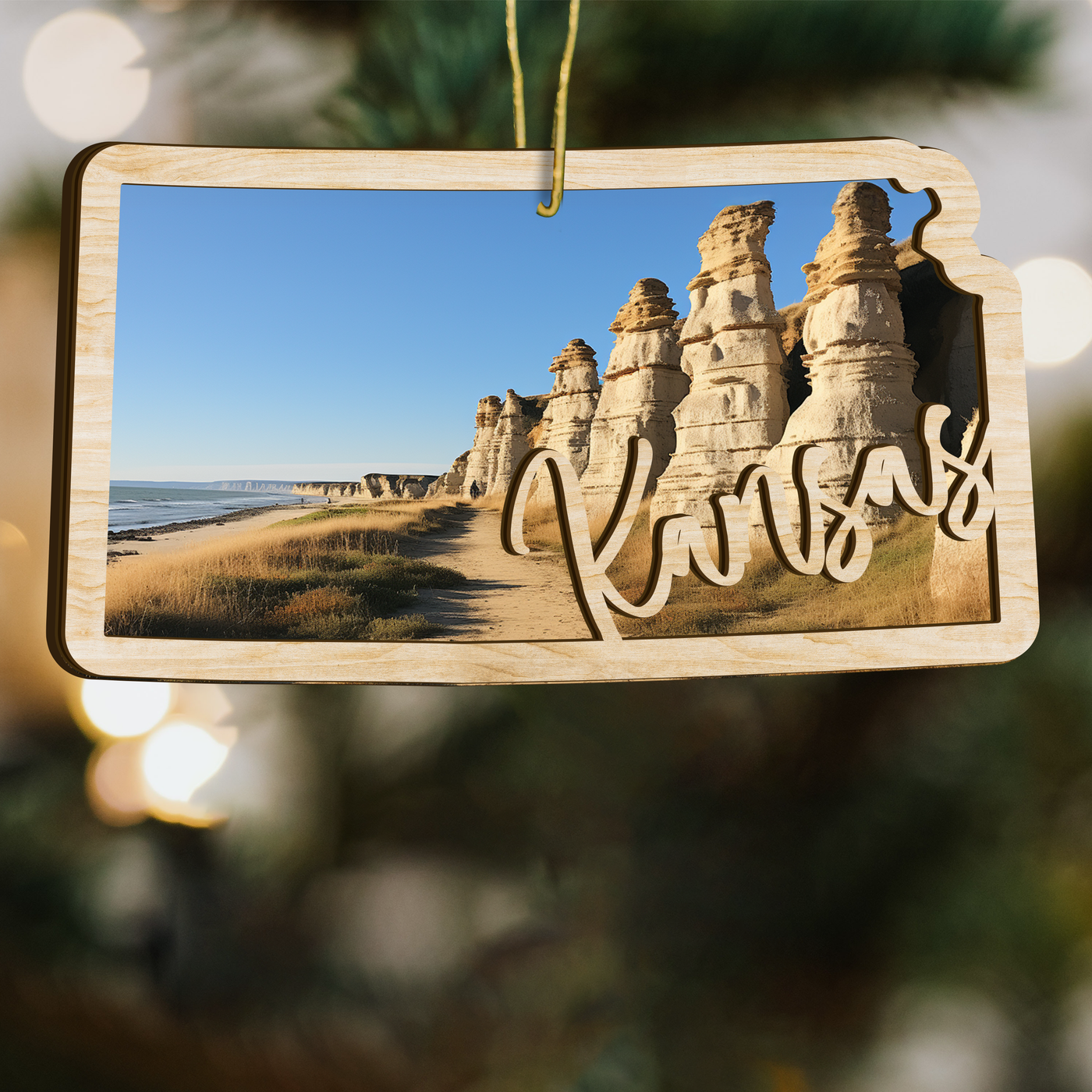 Kansas State Wood Ornament