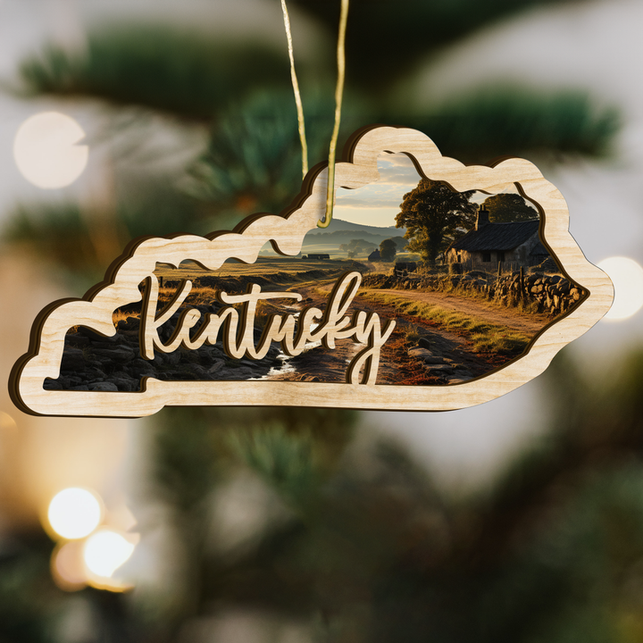 Kentucky State Wood Ornament