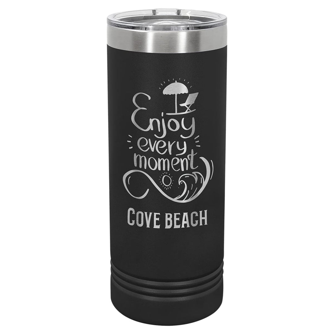 Custom laser engraved 22 oz Black skinny tumbler - bulk