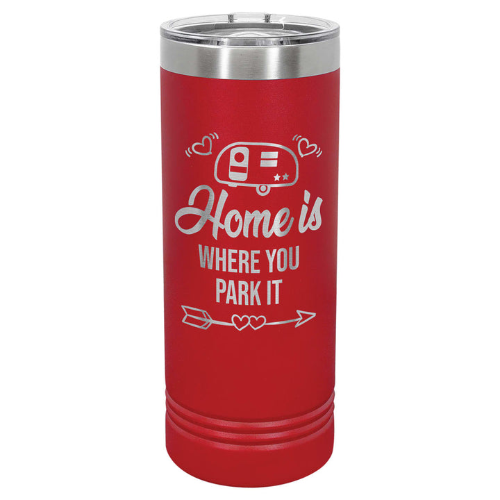 Custom laser engraved 22 oz Red skinny tumbler - bulk