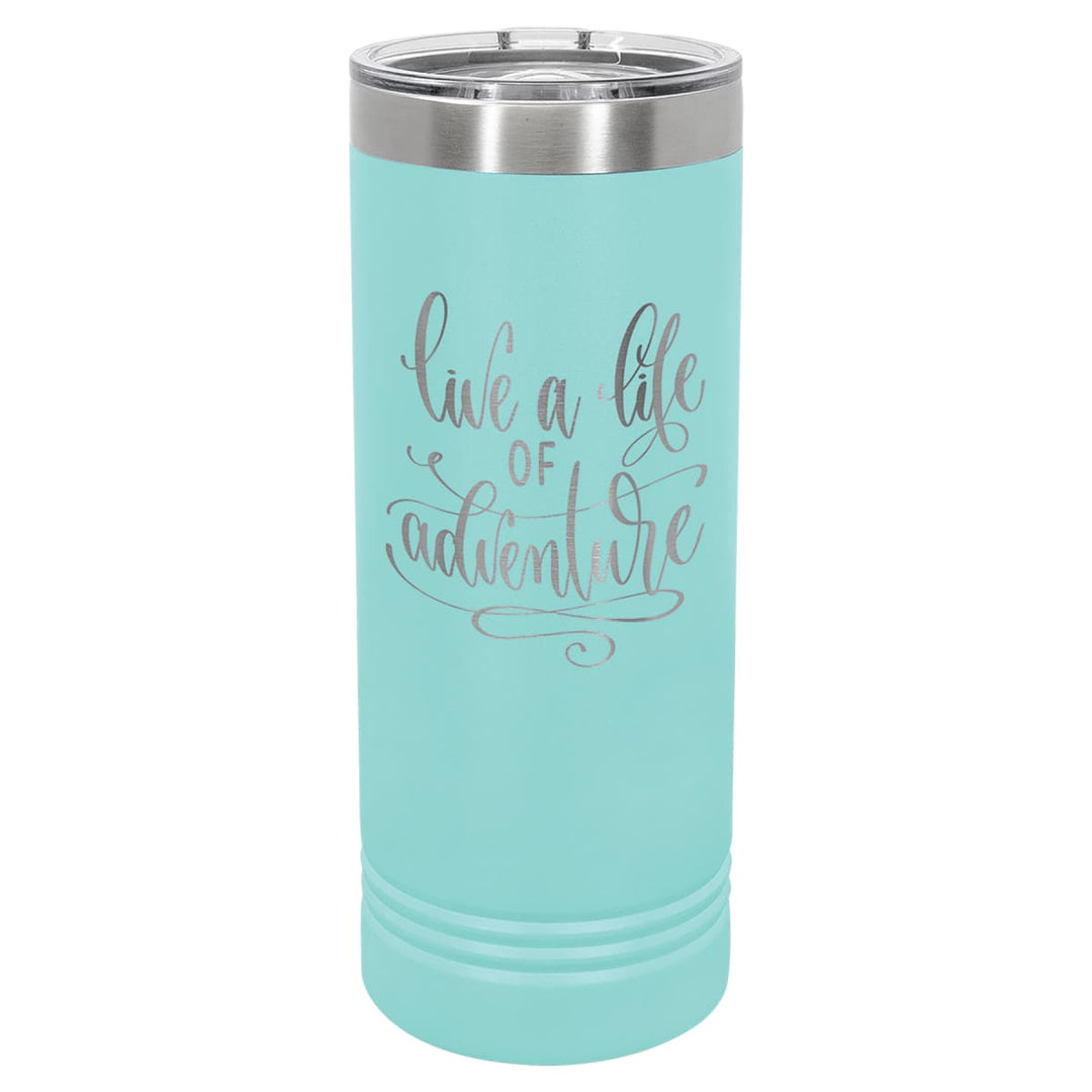 Custom laser engraved 22 oz Teal skinny tumbler - bulk