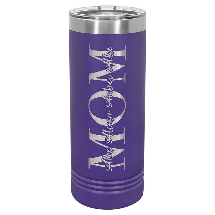 Custom laser engraved 22 oz Purple skinny tumbler - bulk