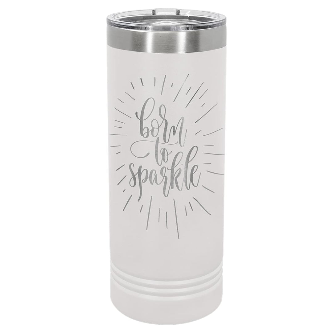 Custom laser engraved 22 oz White skinny tumbler - bulk