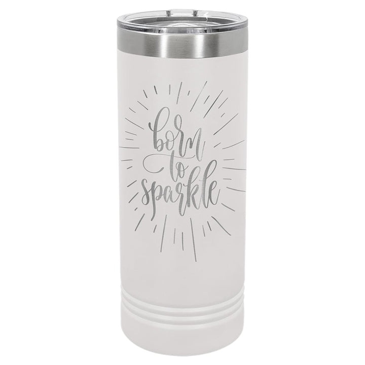 Custom laser engraved 22 oz White skinny tumbler - bulk