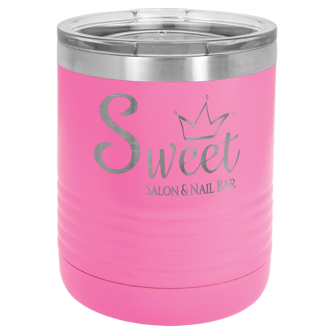 Custom laser engraved 10 oz Pink tumbler - bulk