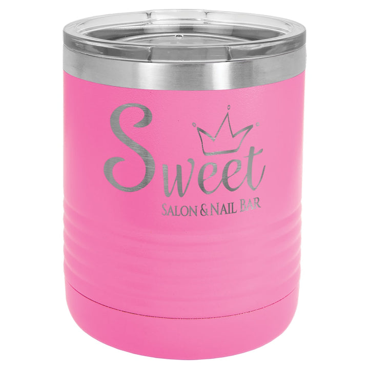 Custom laser engraved 10 oz Pink tumbler - bulk
