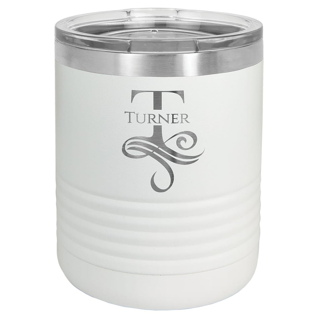 Custom laser engraved 10 oz White tumbler - bulk
