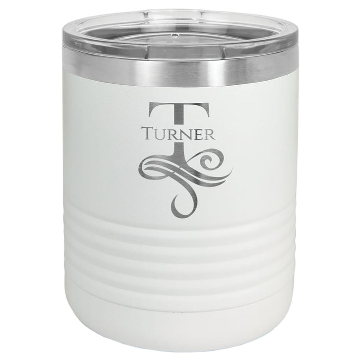Custom laser engraved 10 oz White tumbler - bulk