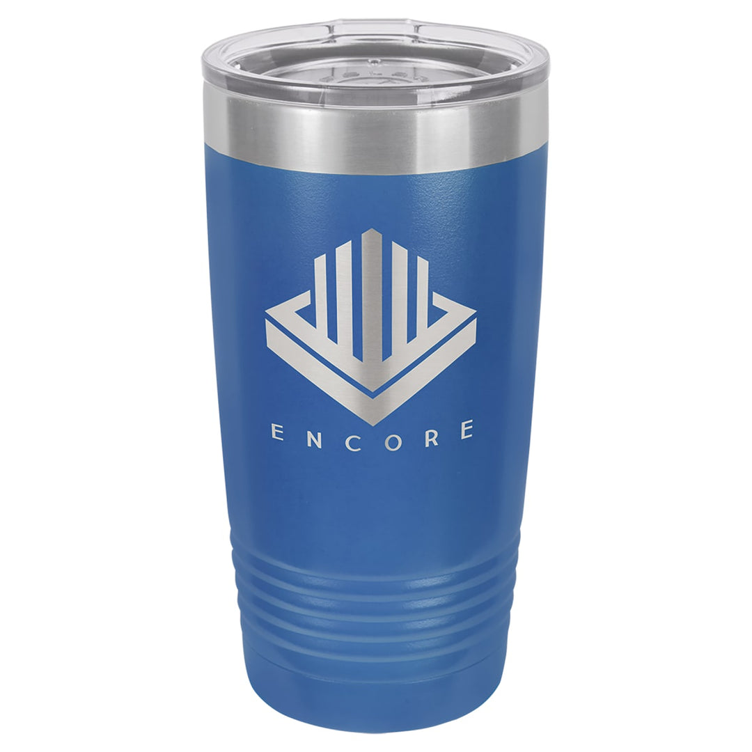 Custom laser engraved 20 oz Royal Blue tumbler - bulk