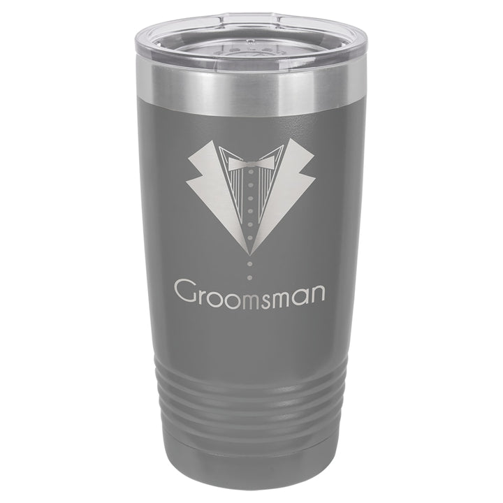 Custom laser engraved 20 oz Dark Gray tumbler - bulk