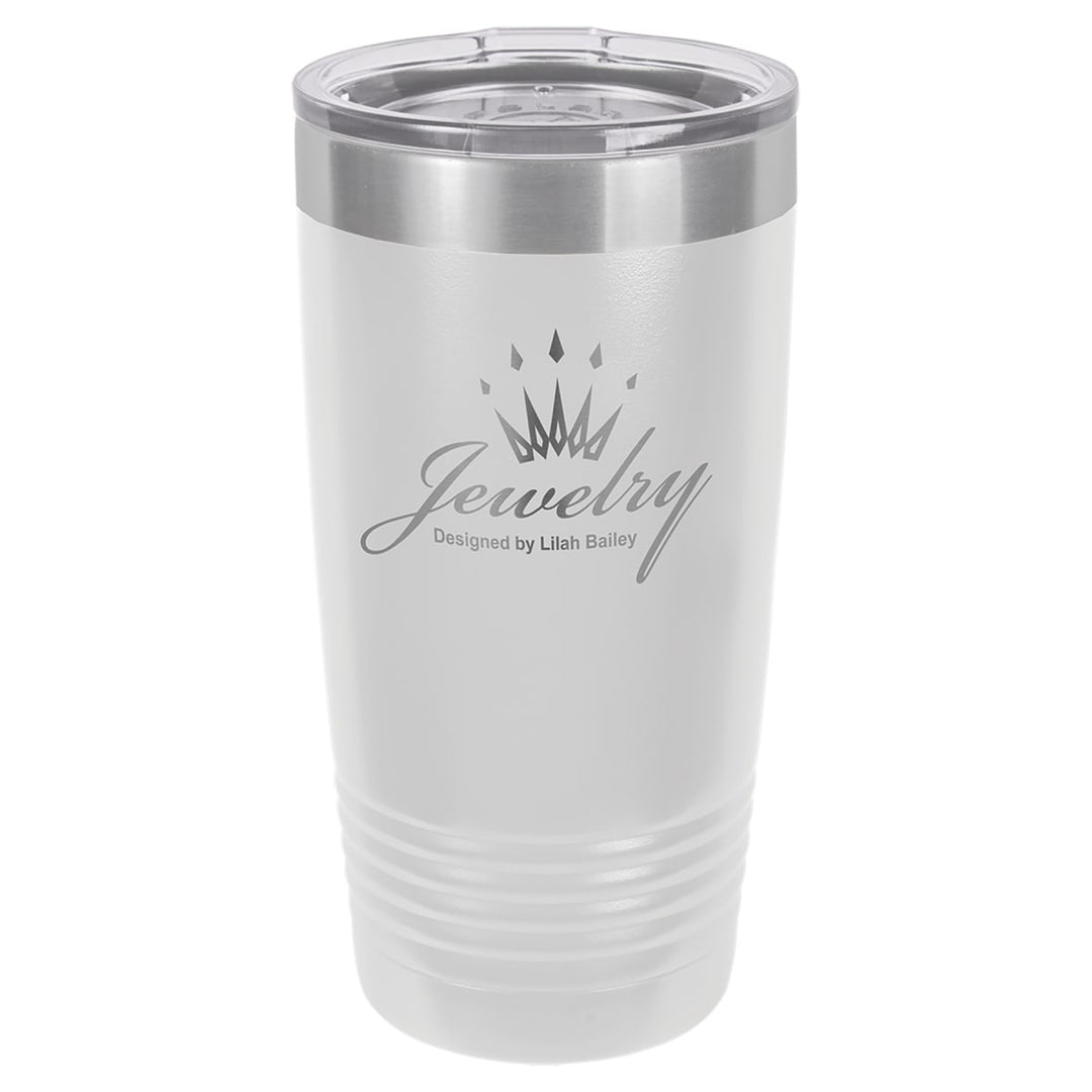 Custom laser engraved 20 oz White tumbler - bulk