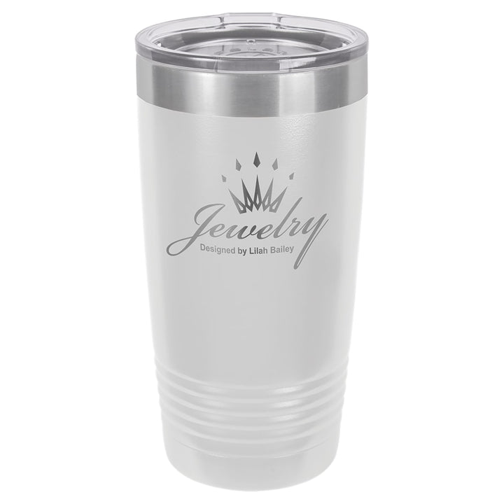 Custom laser engraved 20 oz White tumbler - bulk