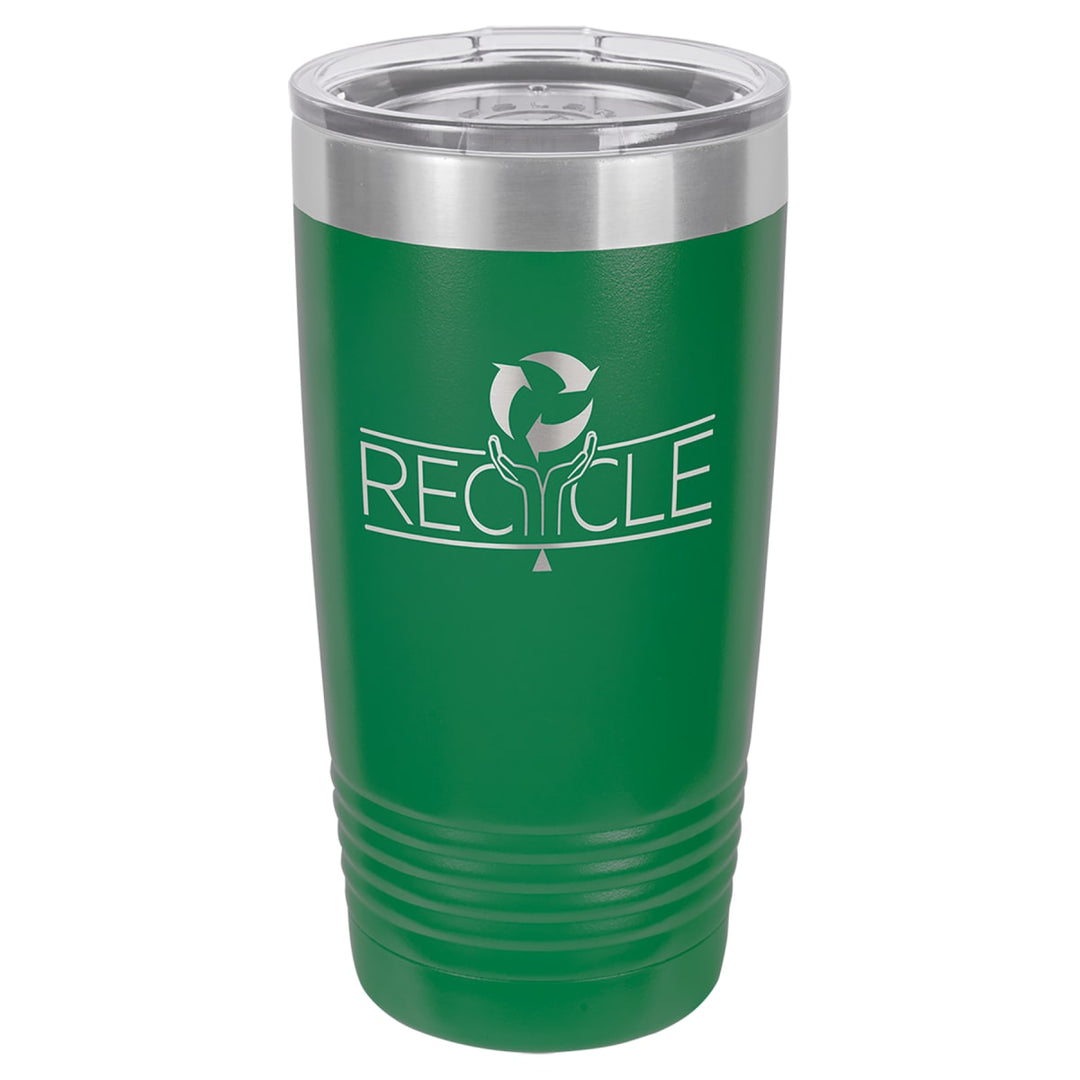 Custom laser engraved 20 oz Green tumbler - bulk