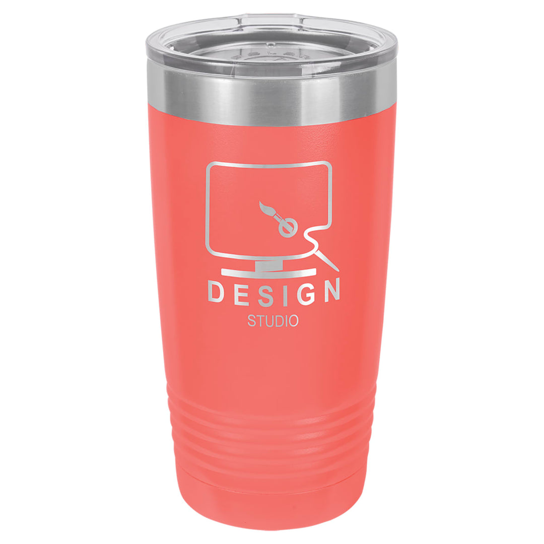 Custom laser engraved 20 oz Coral tumbler - bulk