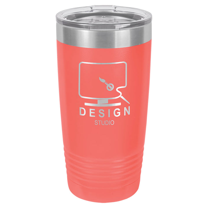 Custom laser engraved 20 oz Coral tumbler - bulk