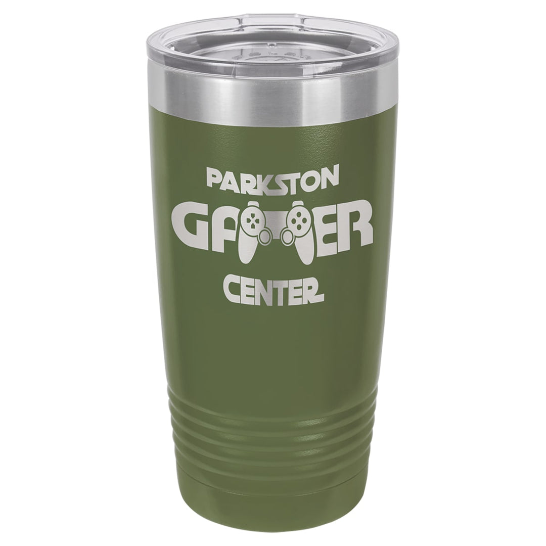Custom laser engraved 20 oz Olive Green tumbler - bulk