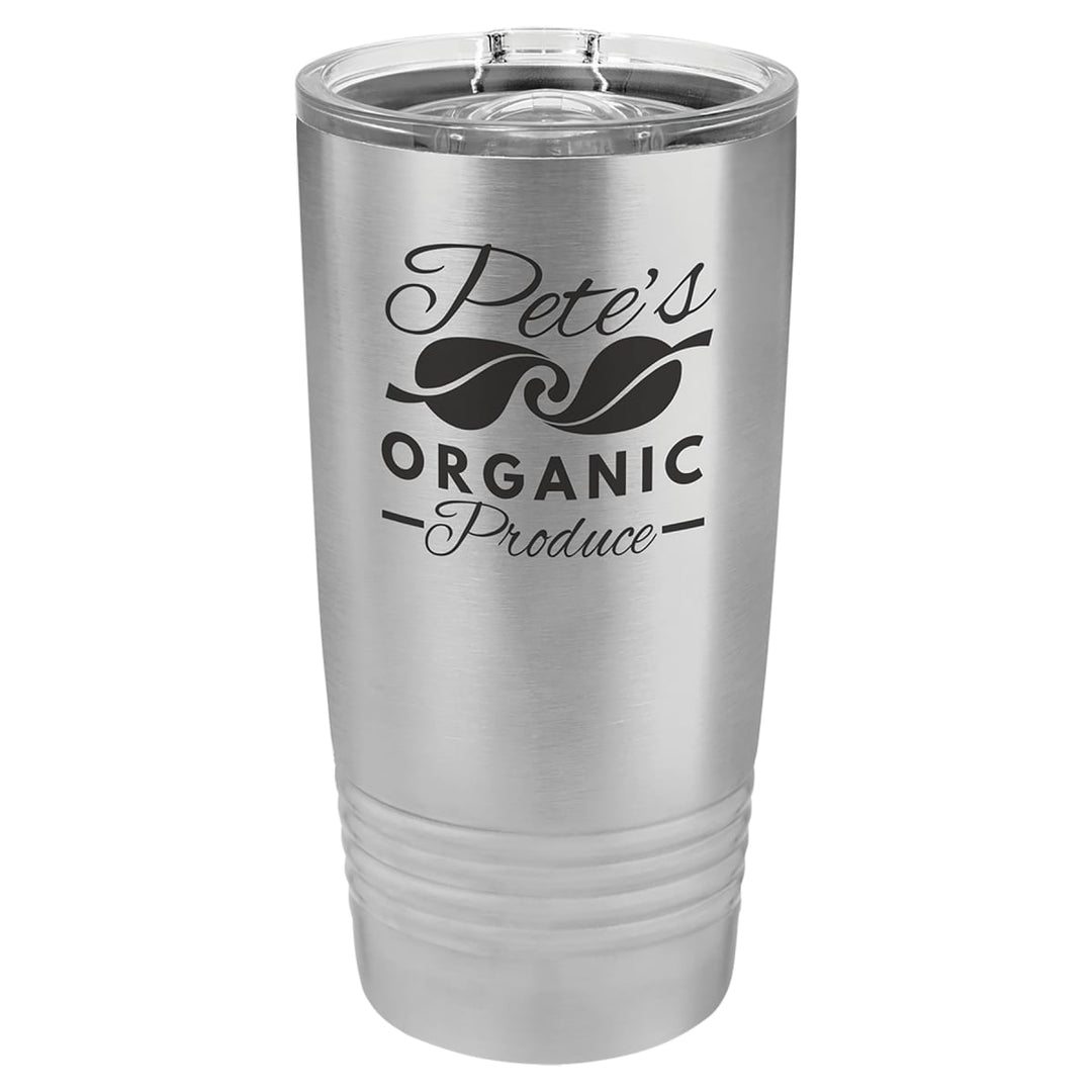 Custom laser engraved 20 oz Stainless Steel slider-lid tumbler - bulk
