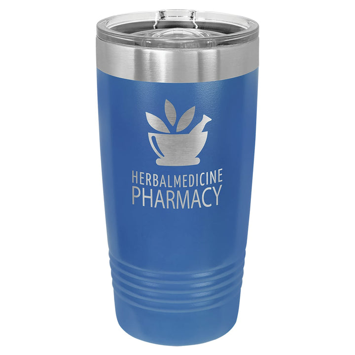 Custom laser engraved 20 oz Royal Blue slider-lid tumbler - bulk