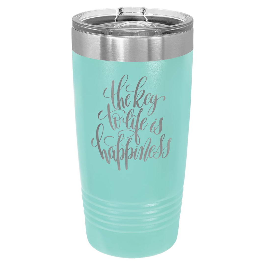Custom laser engraved 20 oz Teal slider-lid tumbler - bulk