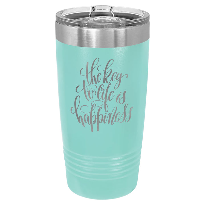 Custom laser engraved 20 oz Teal slider-lid tumbler - bulk