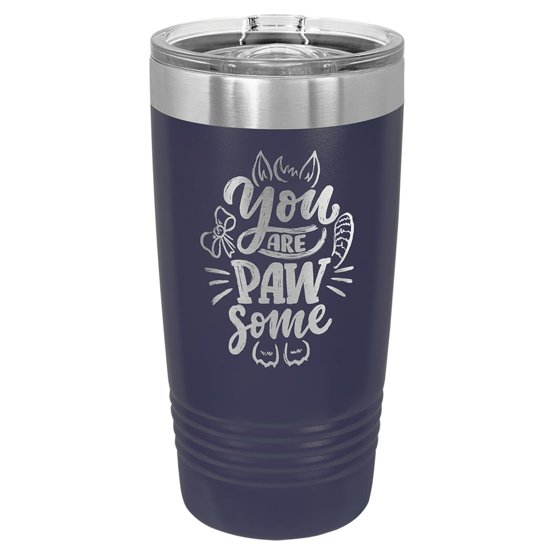 Custom laser engraved 20 oz Navy Blue slider-lid tumbler - bulk