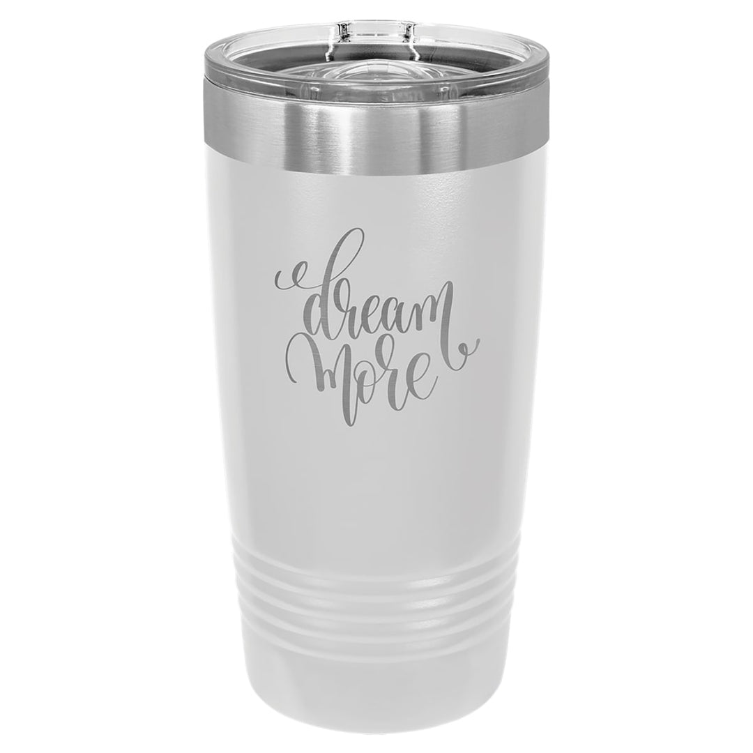 Custom laser engraved 20 oz White slider-lid tumbler - bulk