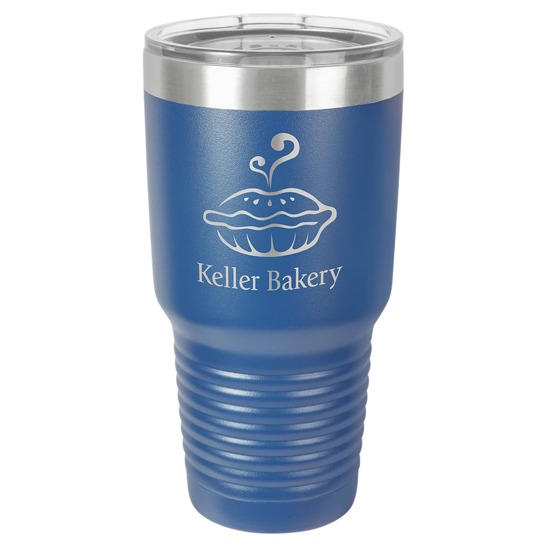 Custom laser engraved 30 oz Royal Blue tumbler - bulk