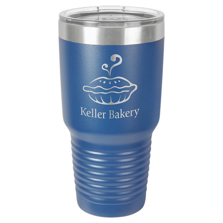 Custom laser engraved 30 oz Royal Blue tumbler - bulk
