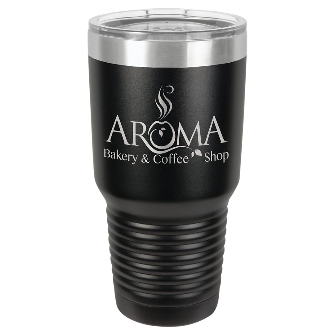 Custom laser engraved 30 oz Black stainless steel tumbler - bulk