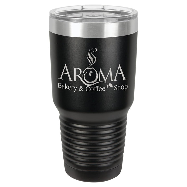 Custom laser engraved 30 oz Black stainless steel tumbler - bulk
