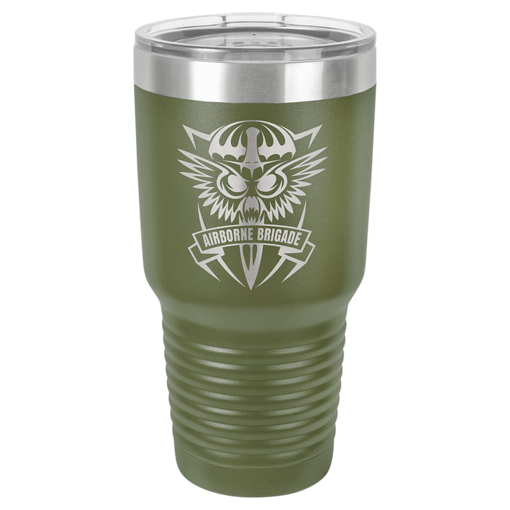 Custom laser engraved 30 oz Olive Green tumbler - bulk