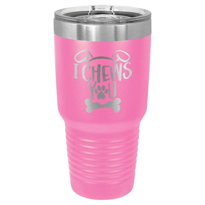 Custom laser engraved 30 oz Pink slider-lid tumbler - bulk