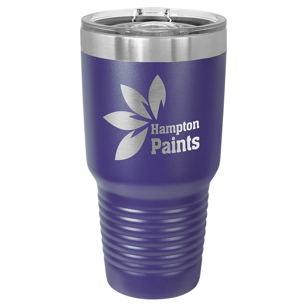 Custom laser engraved 30 oz Purple slider-lid tumbler - bulk