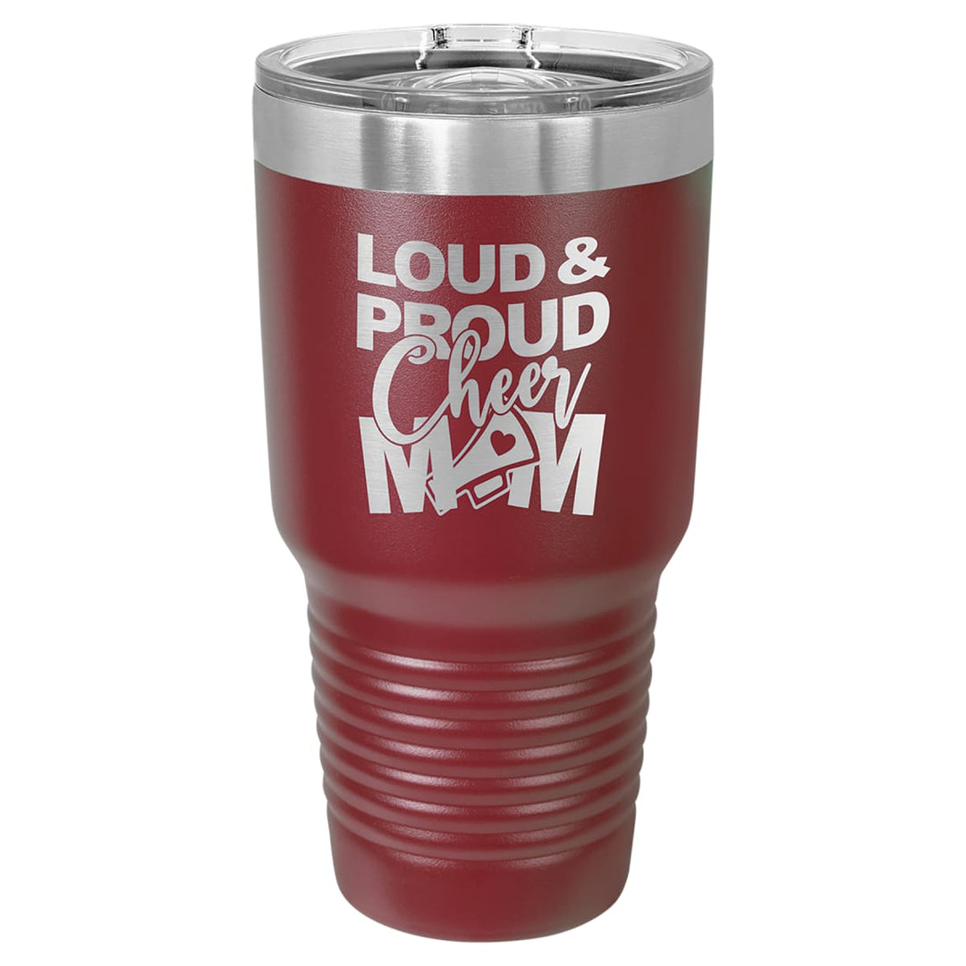 Custom laser engraved 30 oz Maroon slider-lid tumbler - bulk