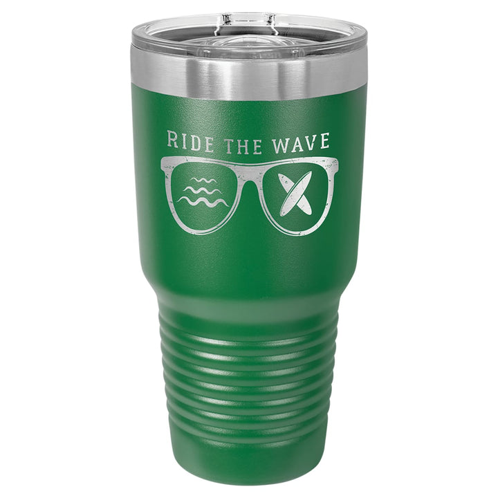 Custom laser engraved 30 oz Green slider-lid tumbler - bulk