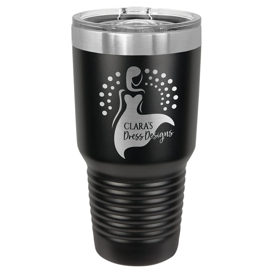 Custom laser engraved 30 oz Black slider-lid tumbler - bulk