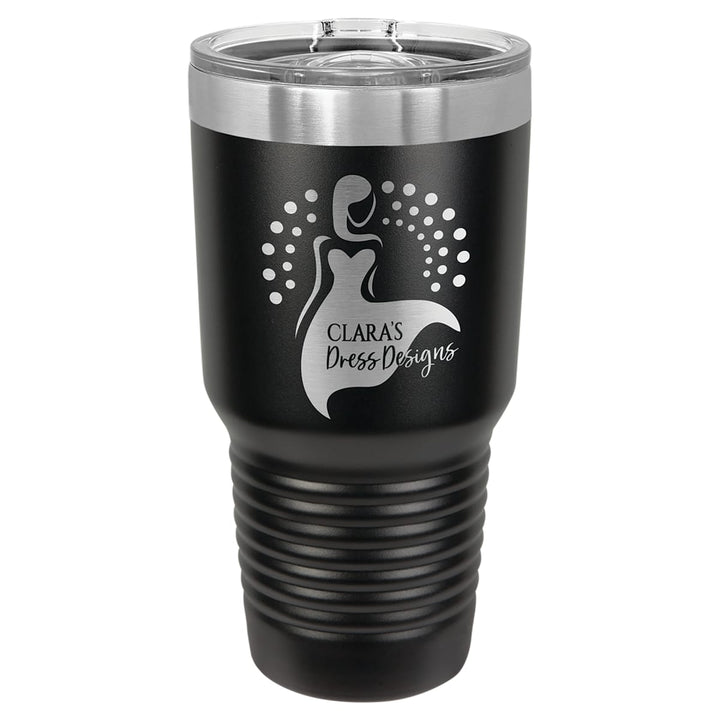 Custom laser engraved 30 oz Black slider-lid tumbler - bulk