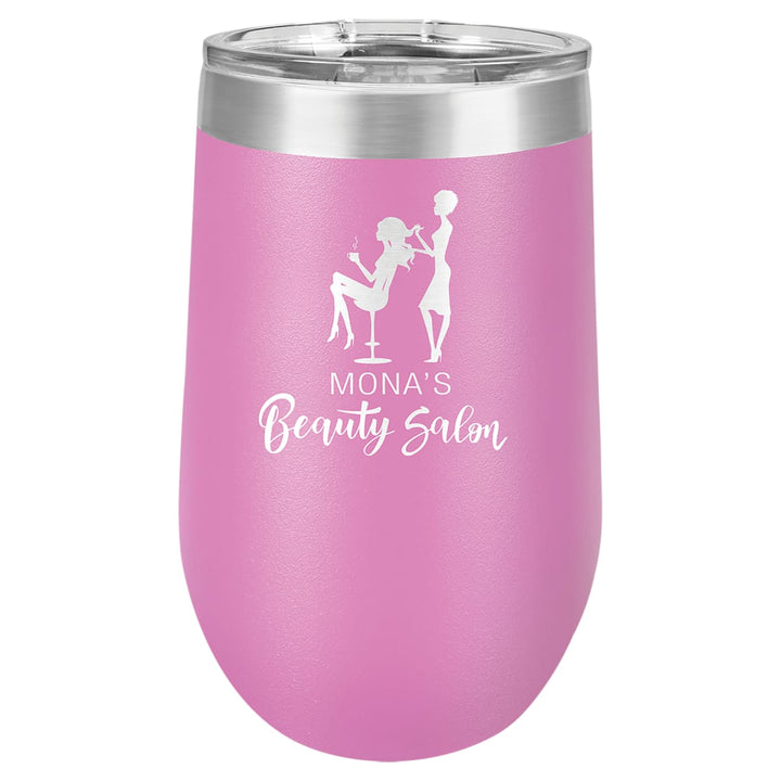 Custom laser engraved 16 oz Light Purple stemless wine tumbler - bulk