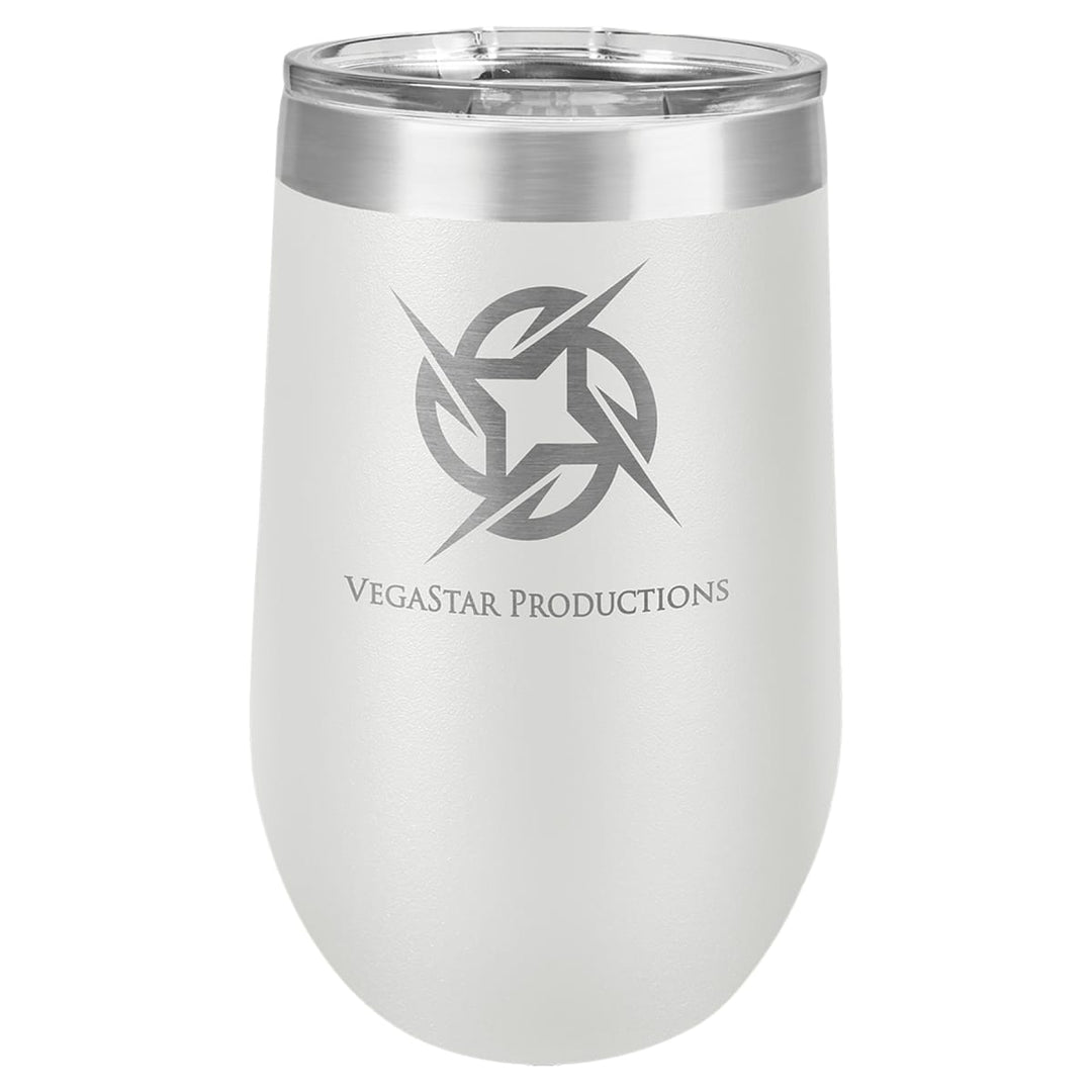 Custom laser engraved 16 oz White stemless wine tumbler - bulk