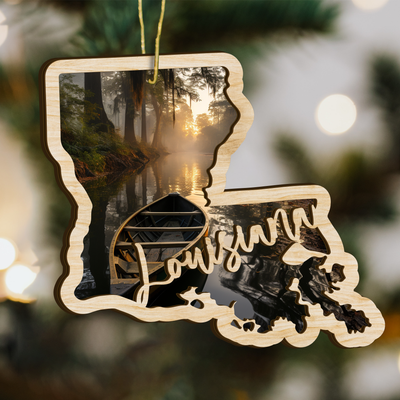 Louisiana State Wood Ornament