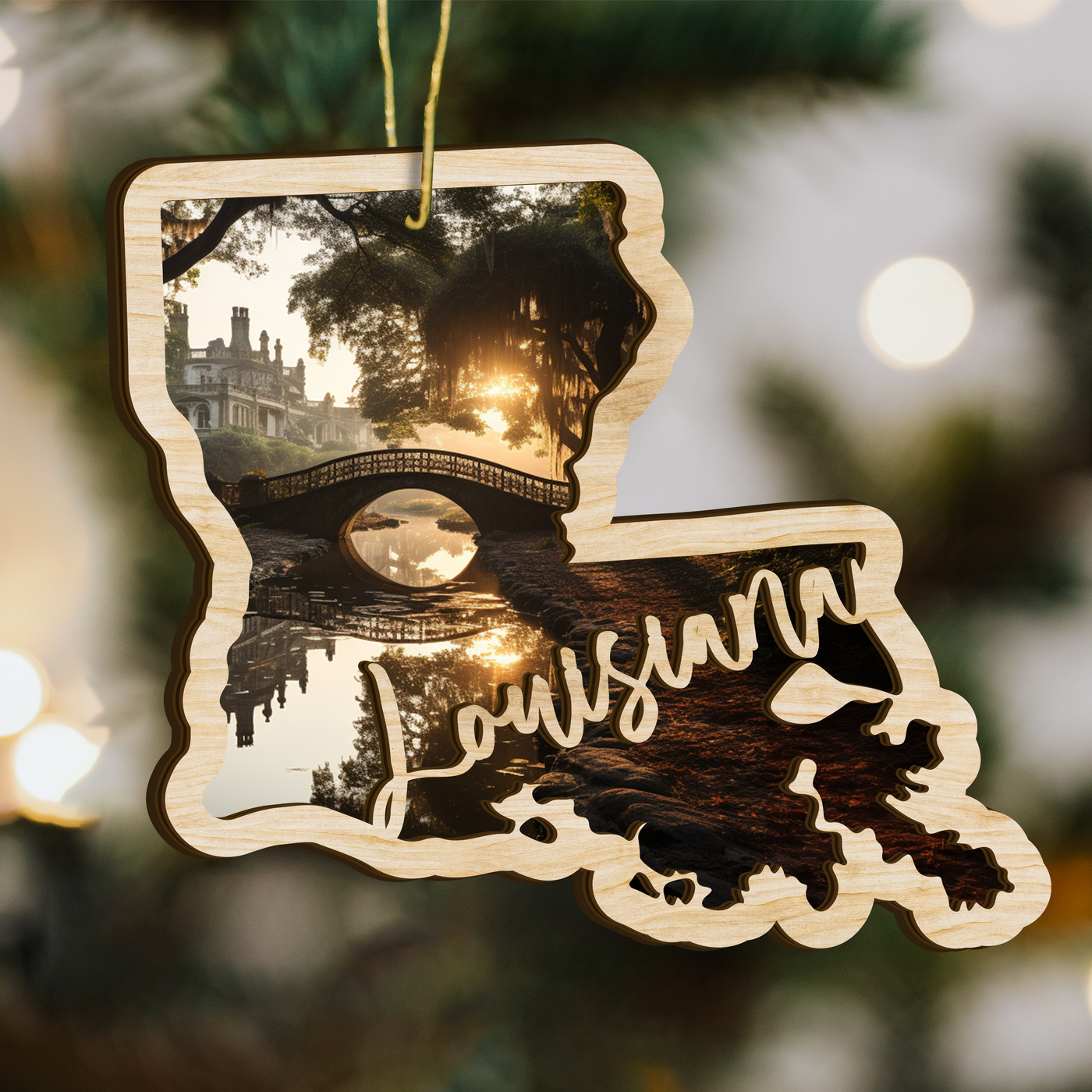 Louisiana State Wood Ornament