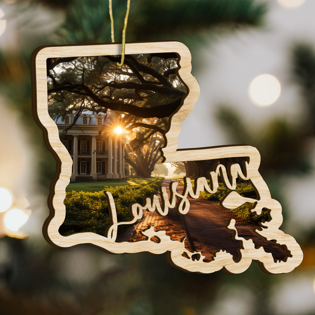 Louisiana State Wood Ornament