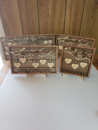 Personalized Wood Hanging Heart Family Tree Sign