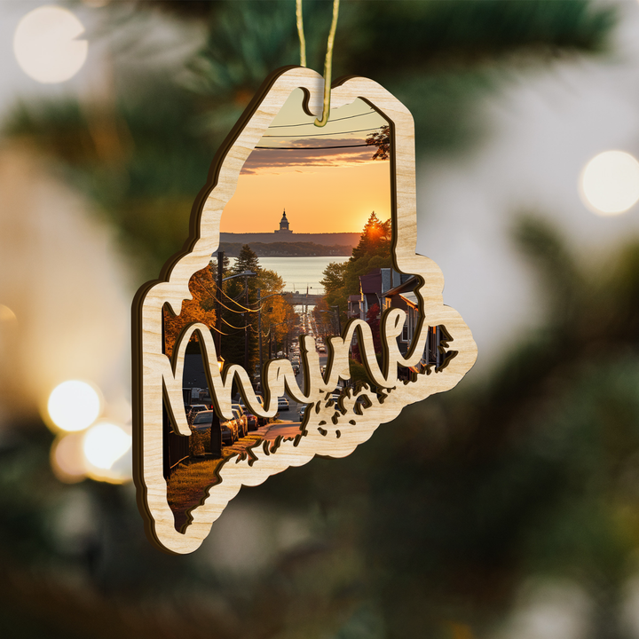 Maine State Wood Ornament