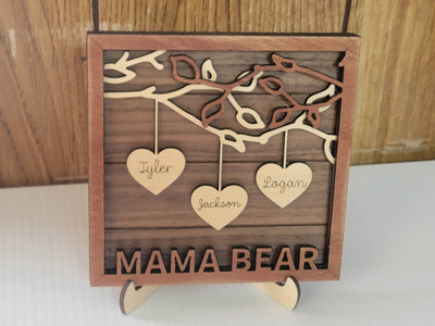 Personalized Wood Hanging Heart Family Tree Sign