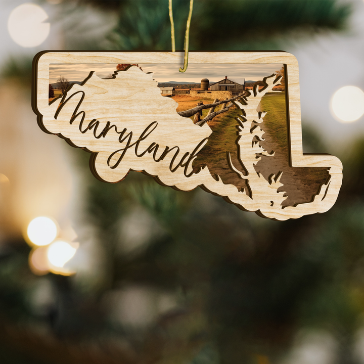 Maryland State Wood Ornament