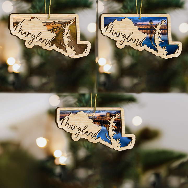Maryland State Wood Ornament