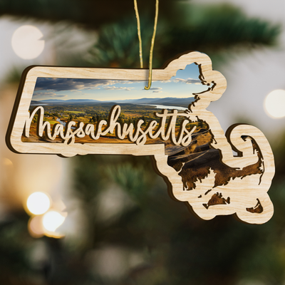 Massachusetts State Wood Ornament