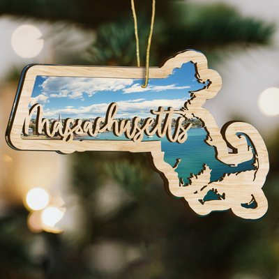 Massachusetts State Wood Ornament