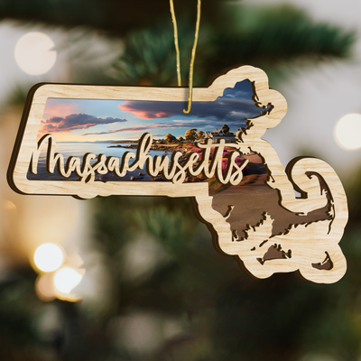 Massachusetts State Wood Ornament